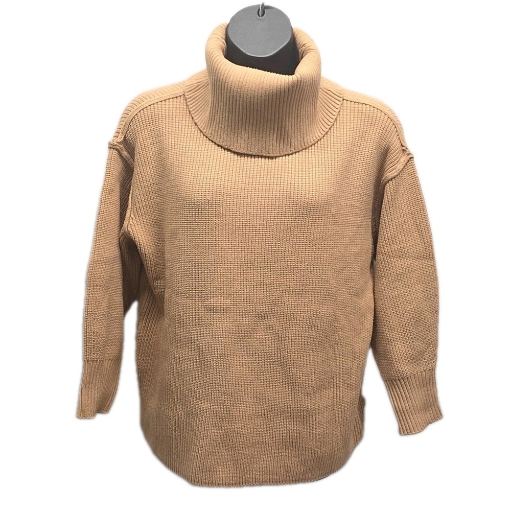 Torrid Camel Turtleneck Sweater Chunky Ribbed Knit Oversized Pullover sz 0